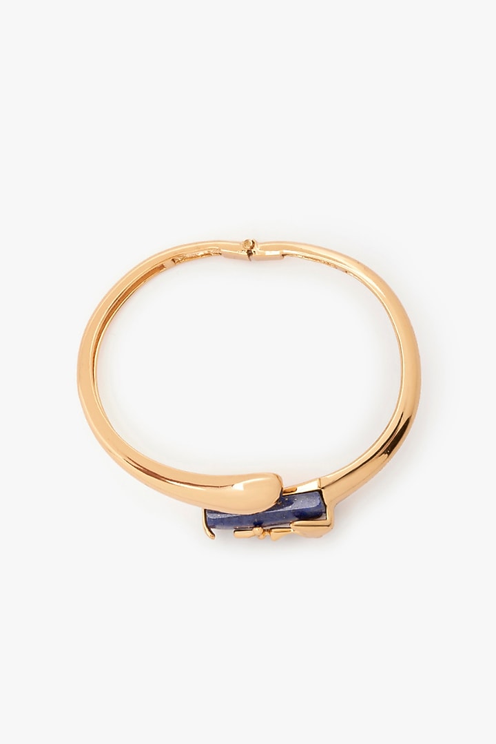 Gold Plated Shroom Motif & Lapis Lazuli Stone Handcuff by Outhouse at Pernia's Pop Up Shop