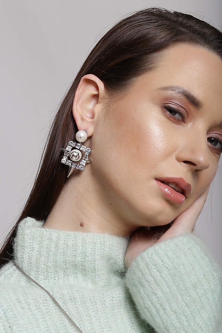 Silver Plated Swarovski Crystal Stud Earrings by Outhouse at Pernia's Pop Up Shop