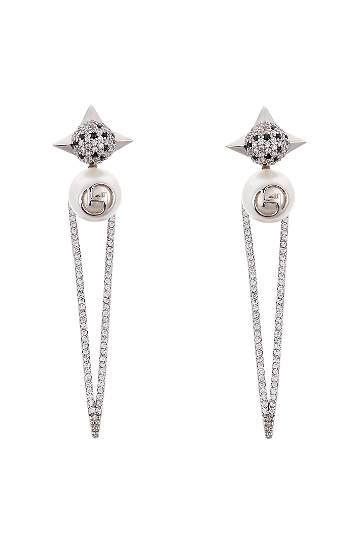 Silver Plated Swarovski Crystal & Pearl Earrings by Outhouse at Pernia's Pop Up Shop