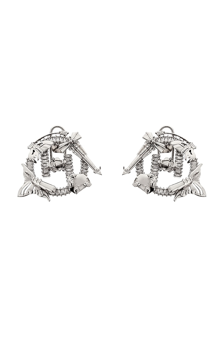 Silver Plated Crystal Stud Earrings by Outhouse