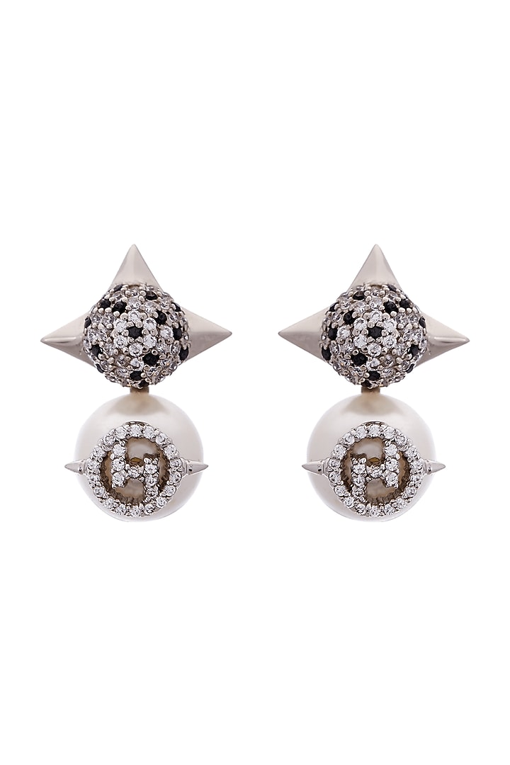 Silver Plated Crystal Brass Stud Earrings by Outhouse at Pernia's Pop Up Shop