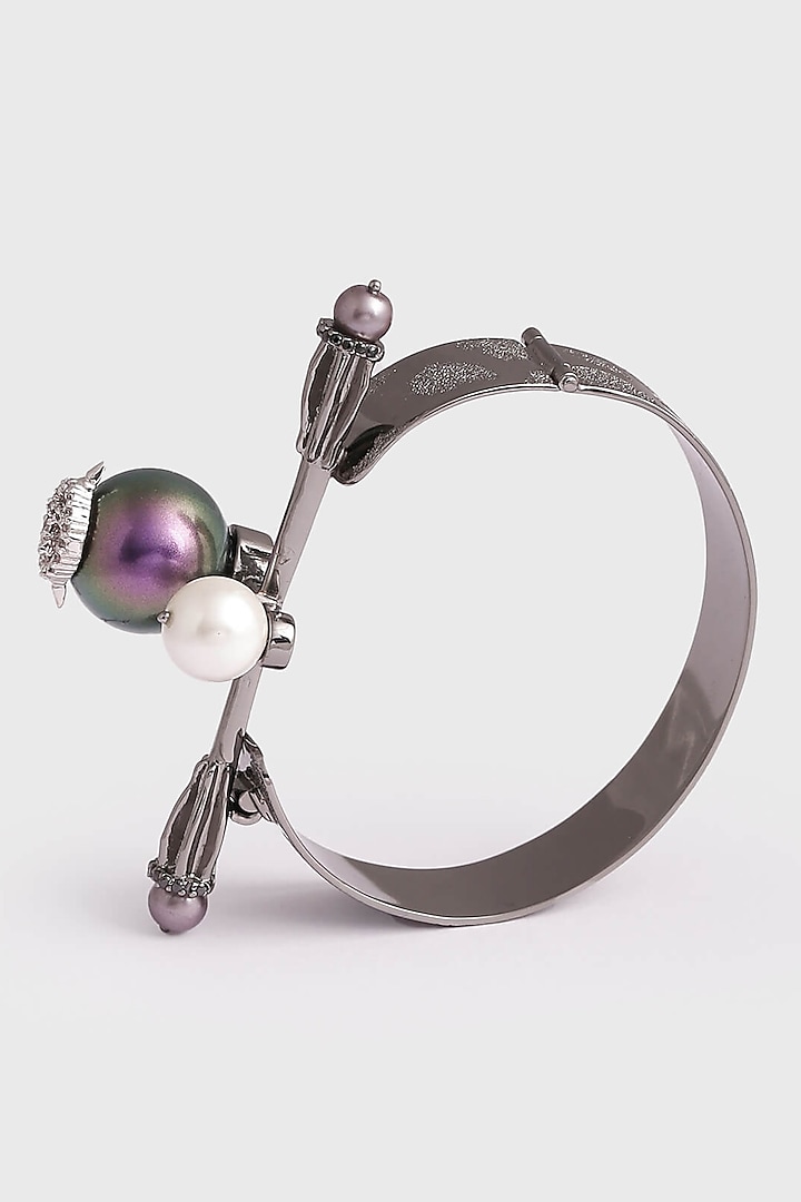 Gunmetal Plated Swarovski Handcuff by Outhouse
