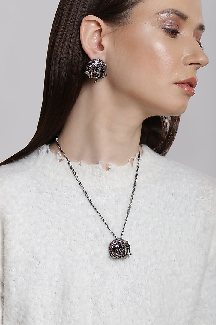 Silver Plated Swarovski Crystal & Pearl Pendant Necklace by Outhouse at Pernia's Pop Up Shop