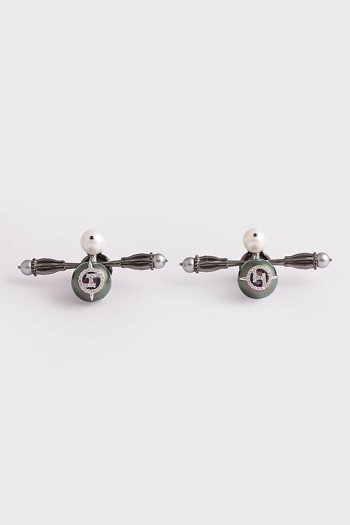 Gunmetal Plated Crystal Cufflinks by Outhouse at Pernia's Pop Up Shop