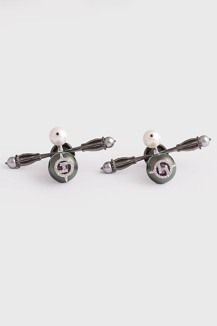 Gunmetal Plated Crystal Cufflinks by Outhouse at Pernia's Pop Up Shop