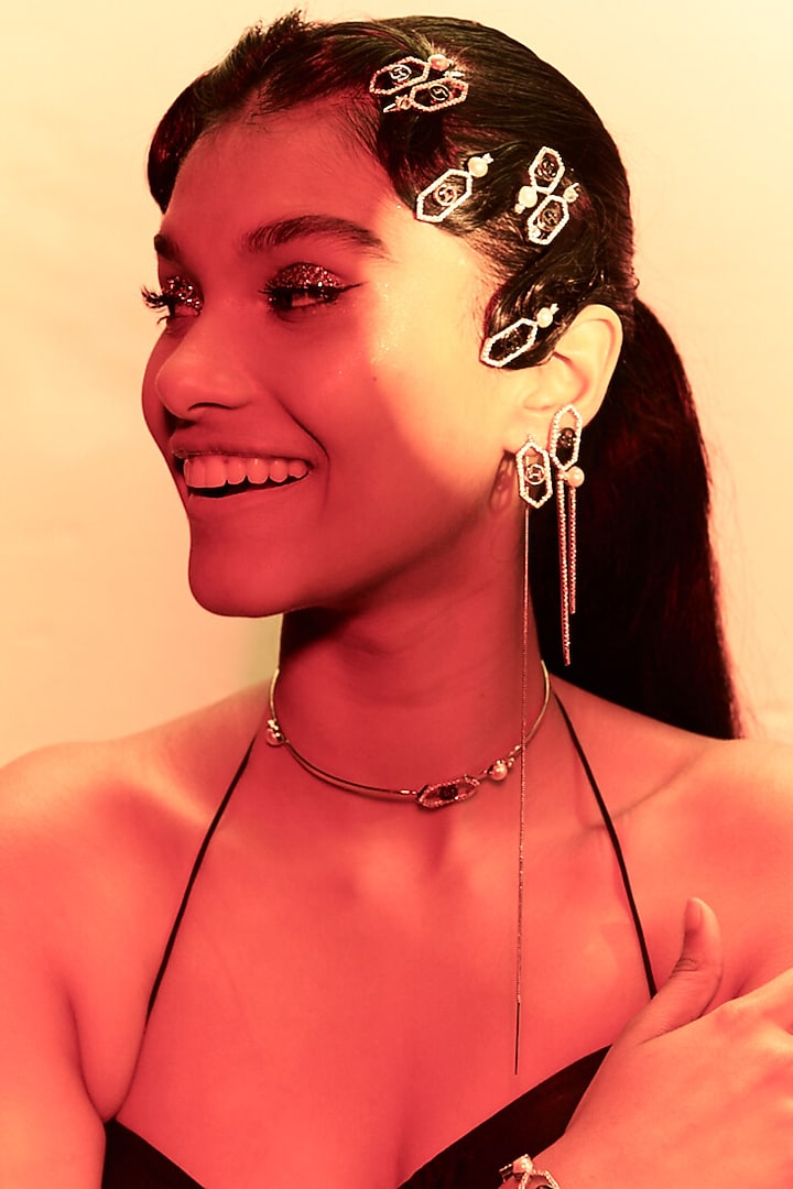 Silver Plated Crystal Hair Clips by Outhouse at Pernia's Pop Up Shop