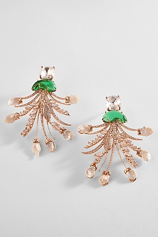 Rose Gold Plated Swarovski Stone & Keshi Pearl Le Sunset Earrings by Outhouse
