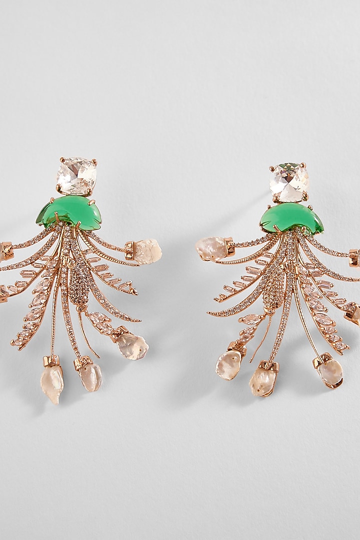 Rose Gold Plated Swarovski Stone & Keshi Pearl Le Sunset Earrings by Outhouse at Pernia's Pop Up Shop