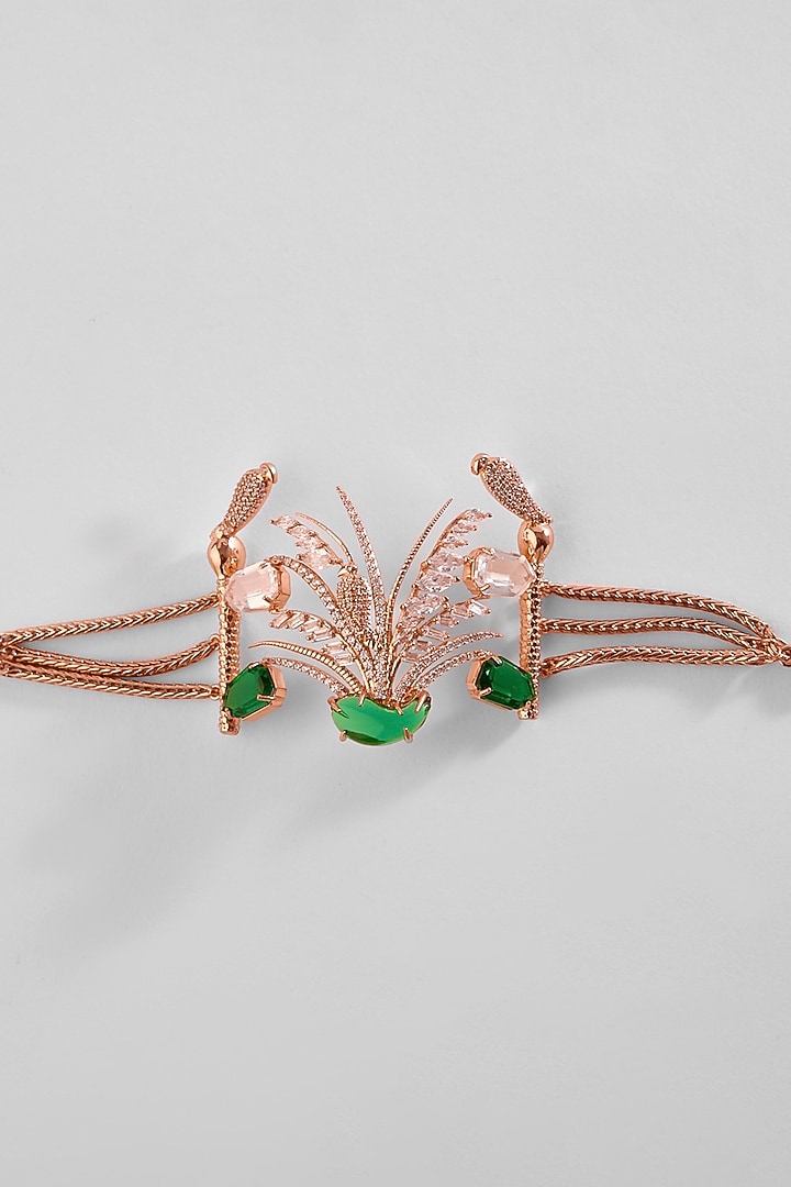 Rose Gold Plated Crystal & Cubic Zircon Le Palm Fish Bracelet by Outhouse at Pernia's Pop Up Shop