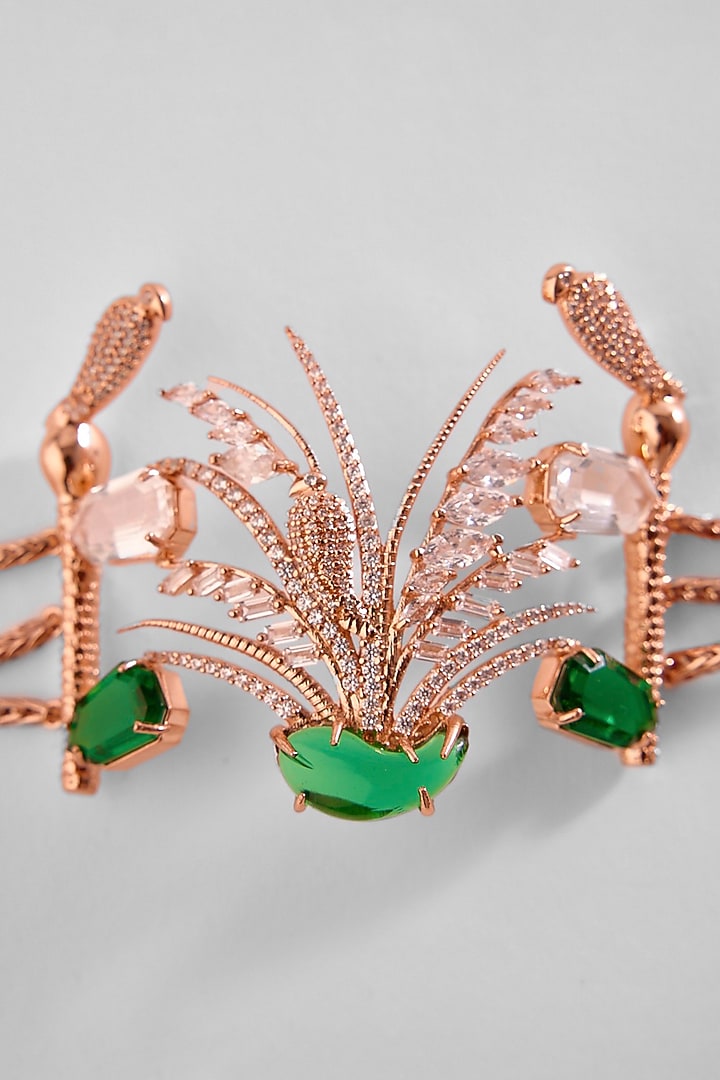 Rose Gold Plated Crystal & Cubic Zircon Le Palm Fish Bracelet by Outhouse at Pernia's Pop Up Shop