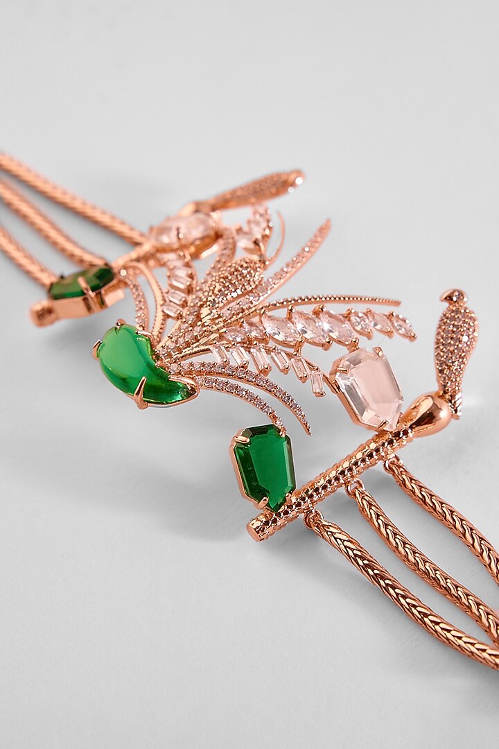 Rose Gold Plated Crystal & Cubic Zircon Le Palm Fish Bracelet by Outhouse at Pernia's Pop Up Shop