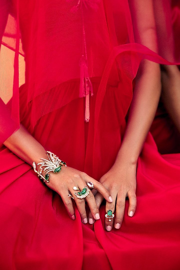 Rose Gold Plated Crystal & Cubic Zircon Le Palm Fish Bracelet by Outhouse at Pernia's Pop Up Shop
