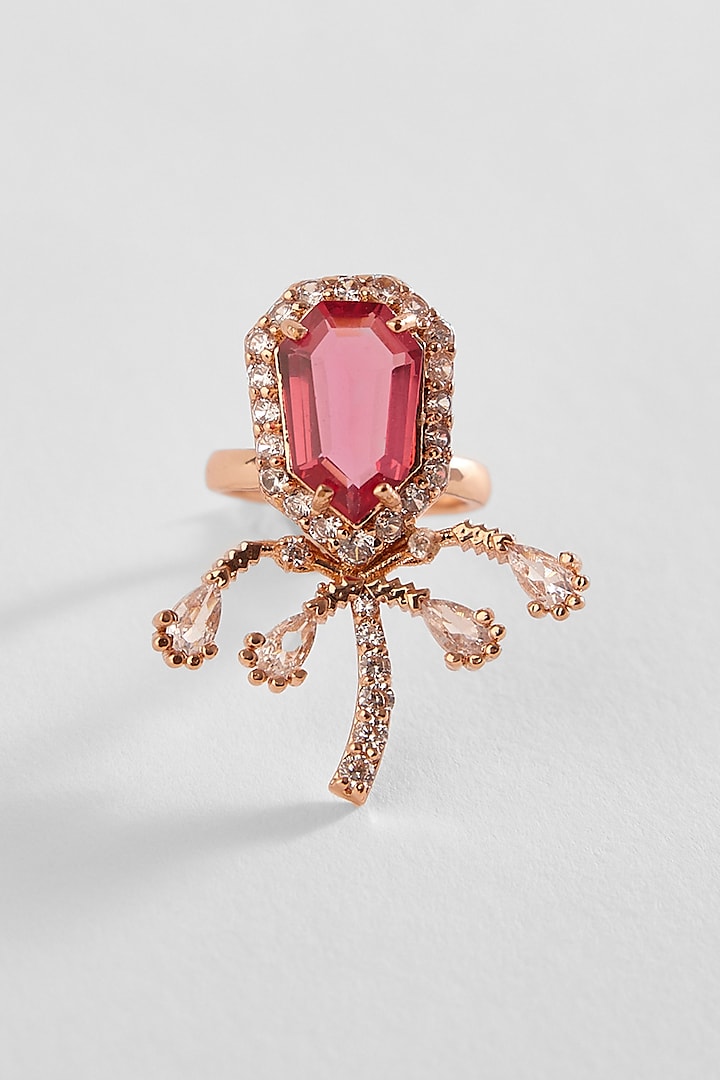 Rose Gold Plated Crystal Faena Mini Ring by Outhouse