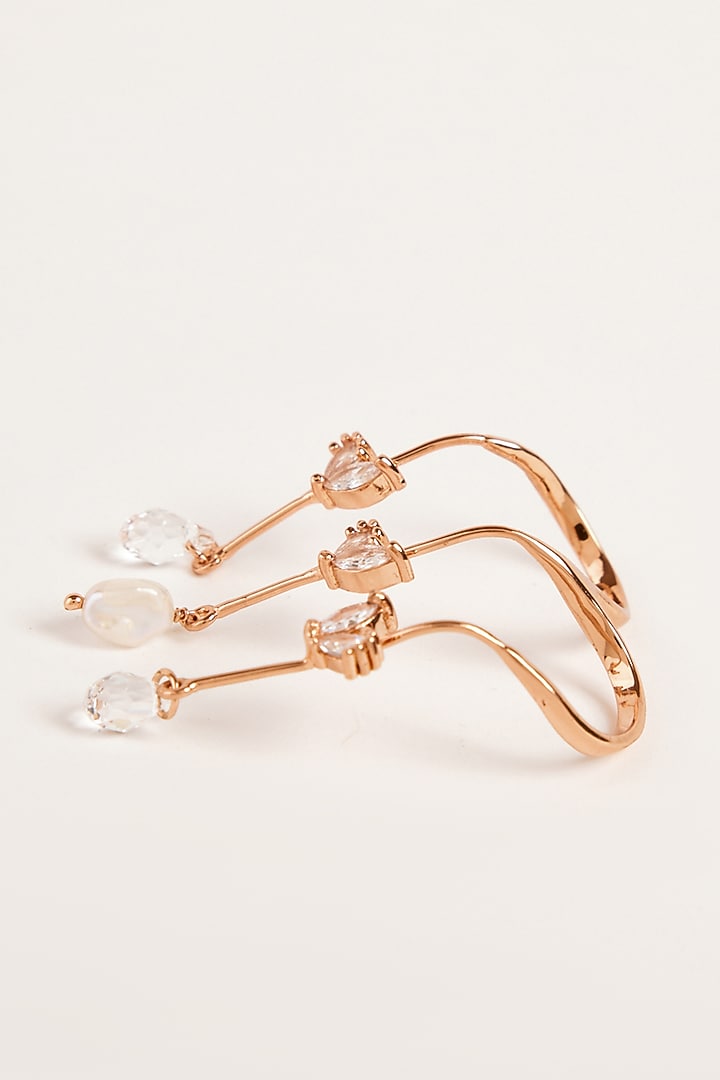 Rose Gold Plated Cubic Zircon Piccabeen Palm Double Ring by Outhouse at Pernia's Pop Up Shop