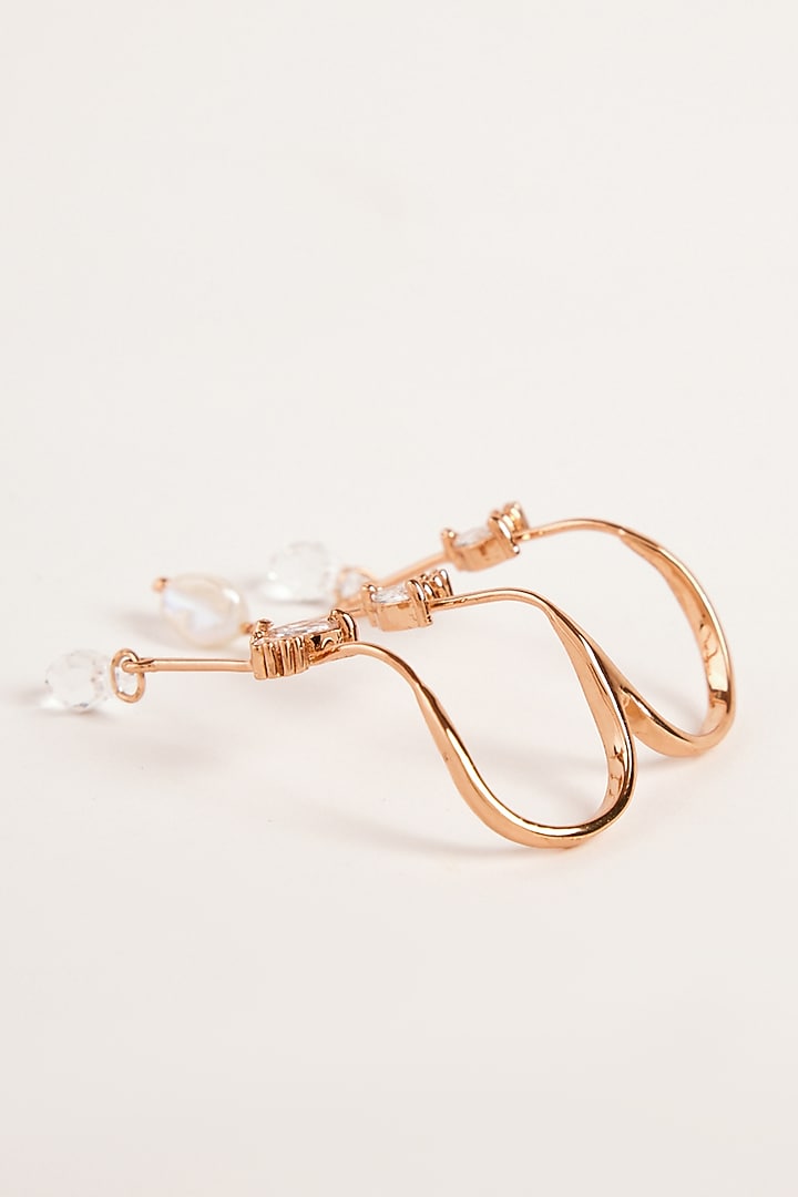 Rose Gold Plated Cubic Zircon Piccabeen Palm Double Ring by Outhouse at Pernia's Pop Up Shop