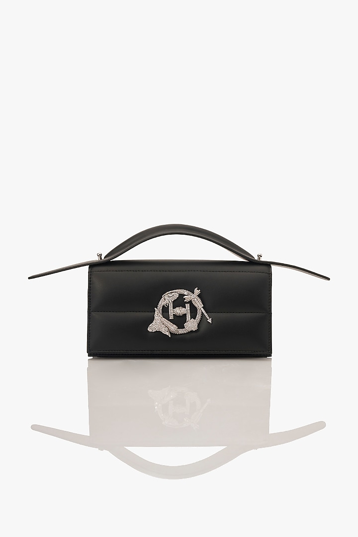 Black Vegan Leather Midi Bag by Outhouse at Pernia's Pop Up Shop