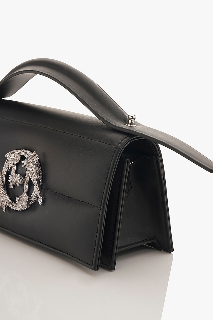 Black Vegan Leather Midi Bag by Outhouse at Pernia's Pop Up Shop