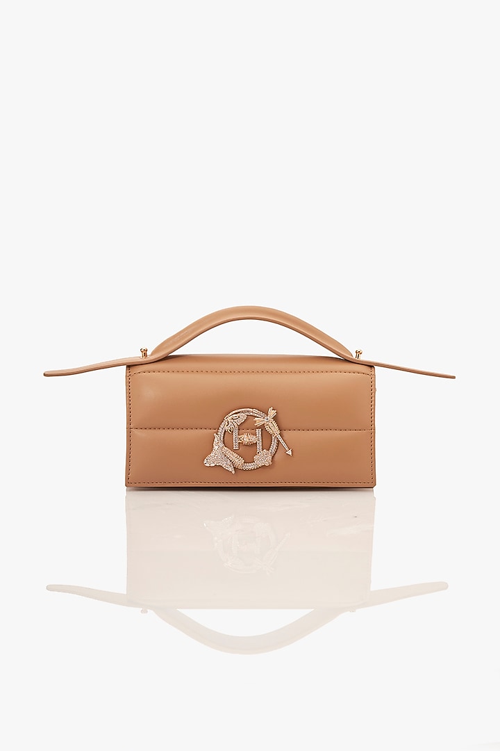 Brown Vegan Leather Midi Bag by Outhouse at Pernia's Pop Up Shop