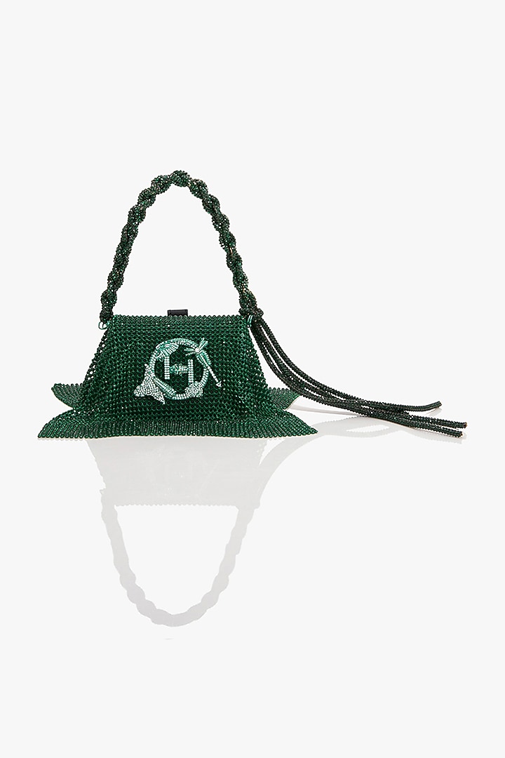 Kelly Green Crystal Furby Vegan Leather Nano Bag by Outhouse at Pernia's Pop Up Shop