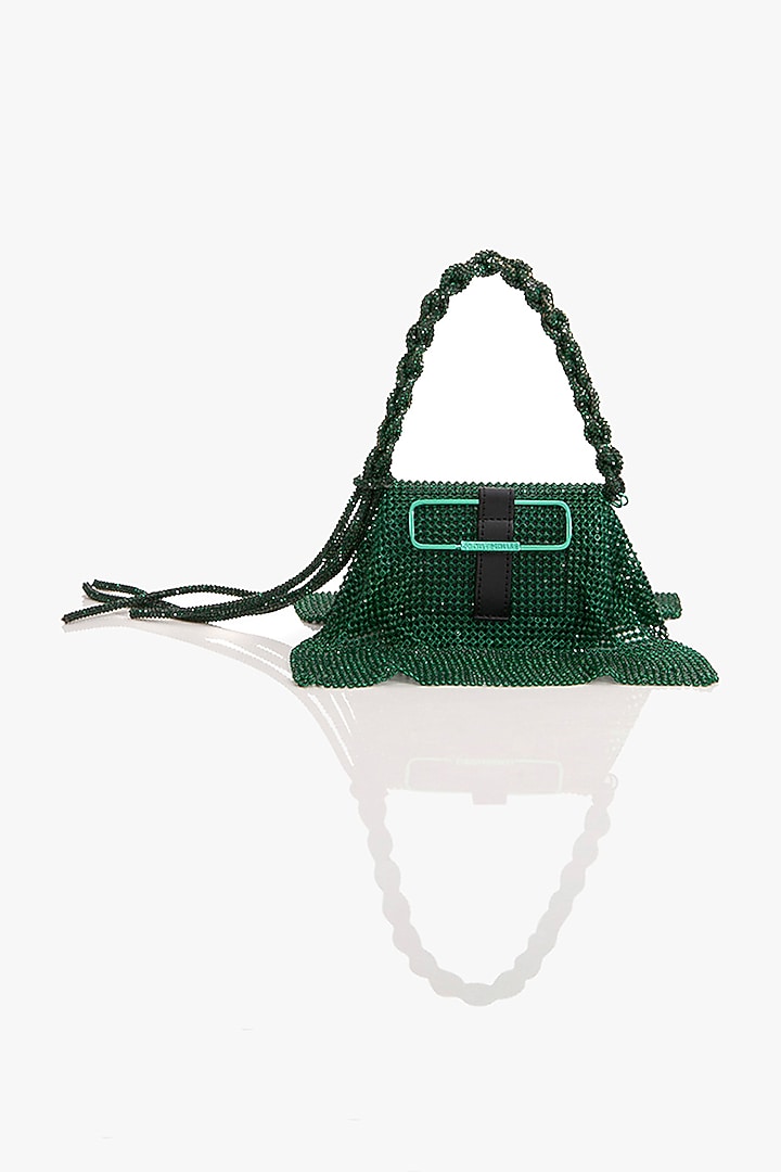 Kelly Green Crystal Furby Vegan Leather Nano Bag by Outhouse at Pernia's Pop Up Shop