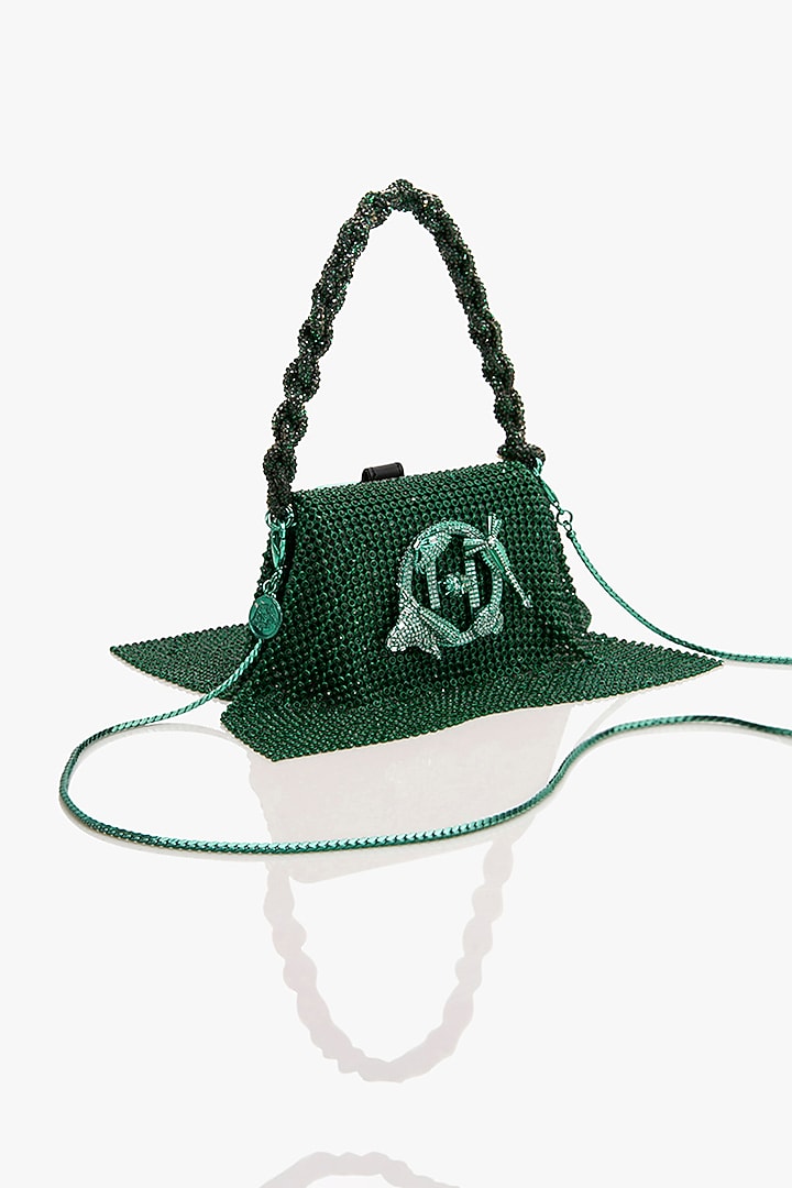 Kelly Green Crystal Furby Vegan Leather Nano Bag by Outhouse at