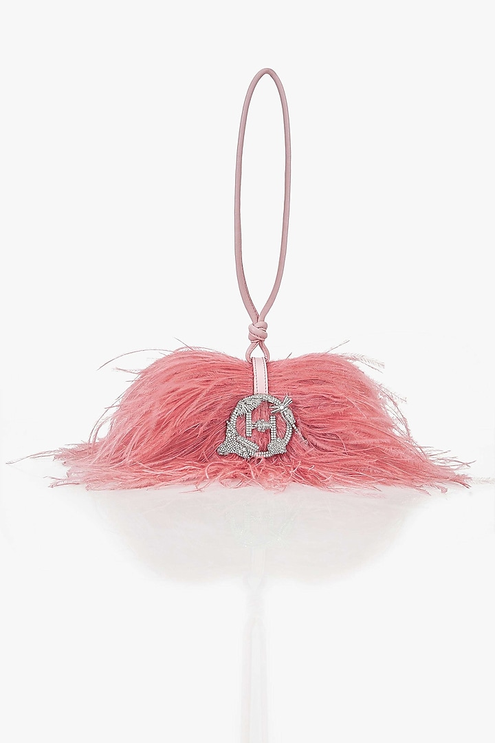 Ostrich Pink Vegan Leather Faux Feather Clutch by Outhouse at Pernia's Pop Up Shop