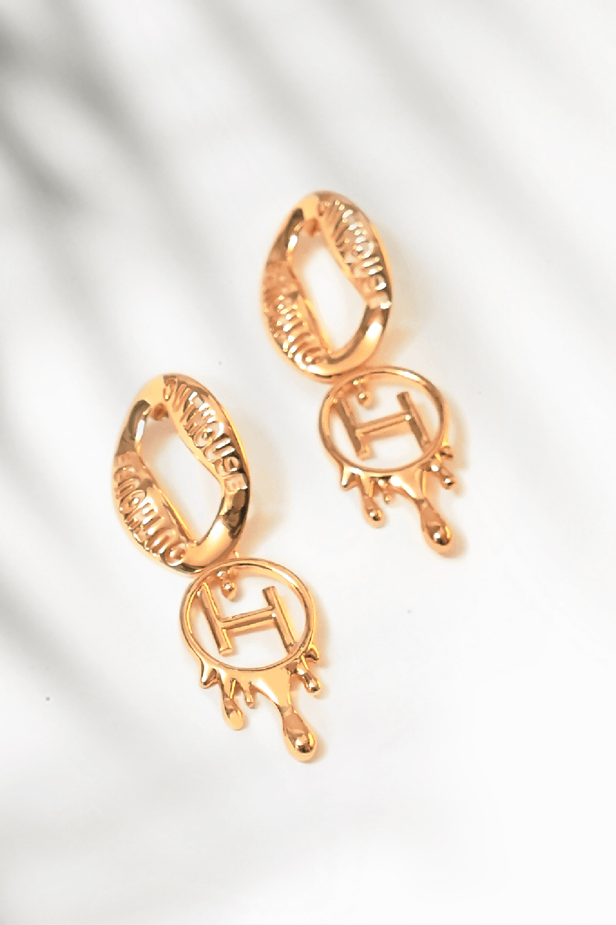 Gold Plated Dangler Loop Earrings by Outhouse at Pernia's Pop Up Shop