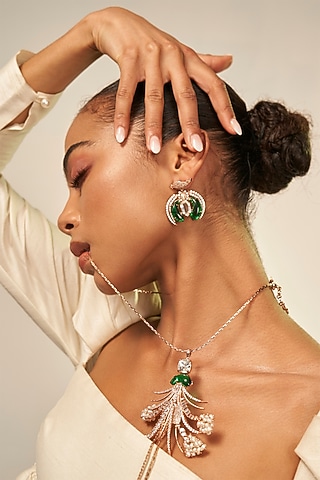 Rose Gold Plated Zircon Stud Earrings by Outhouse