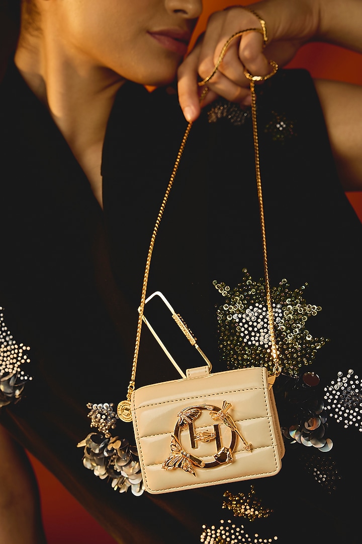 Ivory Vegan Leather Bag by Outhouse at Pernia's Pop Up Shop