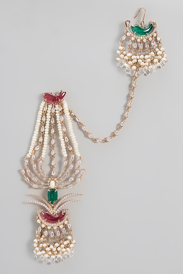 Rose Gold Plated Keshi Pearl & Crystal Dangler Earrings by Outhouse at Pernia's Pop Up Shop