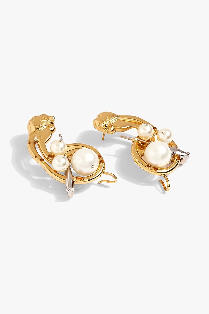 Two Tone Finish Swarovski Pearl & Cubic Zirconia Earcuffs by Outhouse at Pernia's Pop Up Shop
