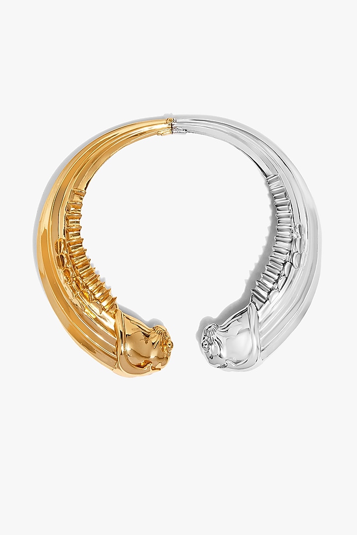 Two Tone Finish Mirror Textured Choker Necklace by Outhouse at Pernia's Pop Up Shop