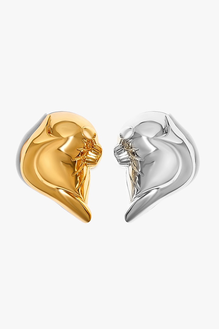 Two Tone Finish Brass Stud Earrings by Outhouse at Pernia's Pop Up Shop