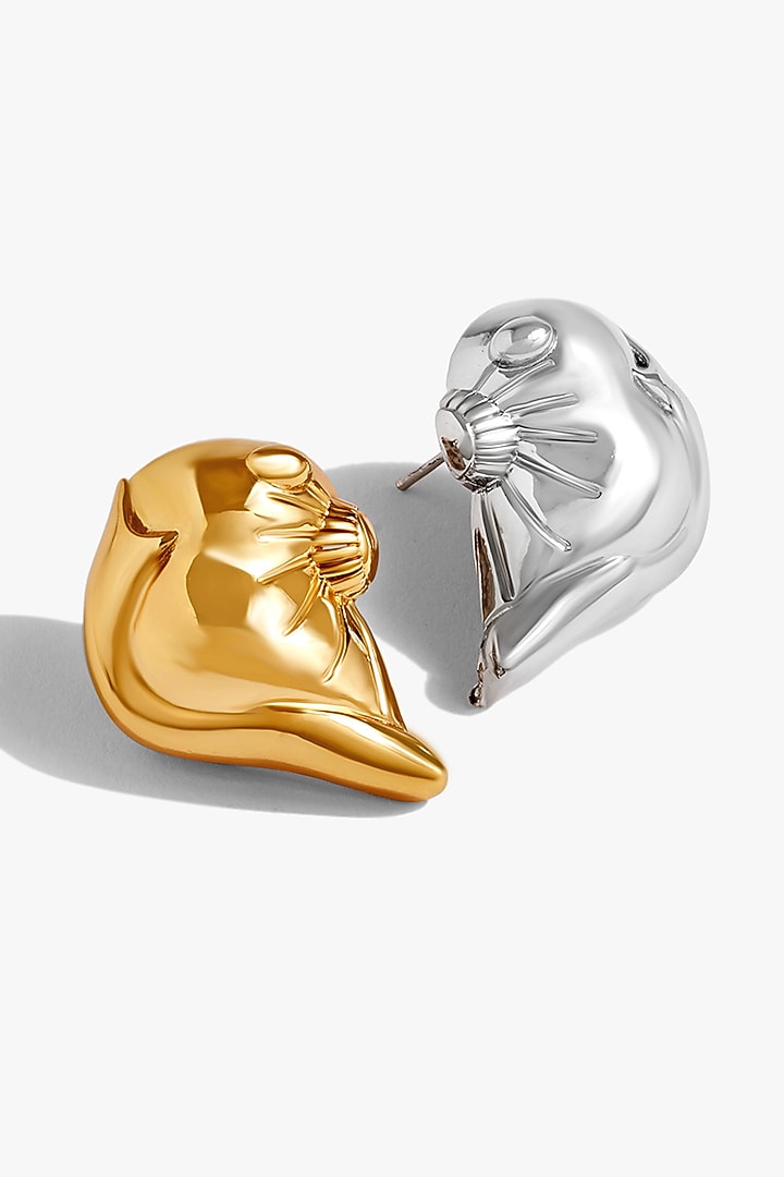 Two Tone Finish Brass Stud Earrings by Outhouse at Pernia's Pop Up Shop