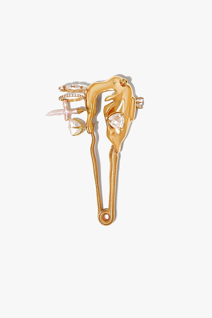 Gold Plated Swarovski Crystal & Cubic Zirconia Brooch by Outhouse at Pernia's Pop Up Shop