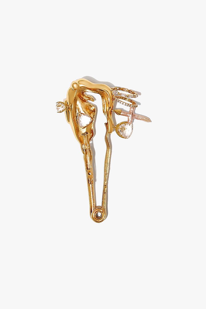 Gold Plated Swarovski Crystal & Cubic Zirconia Brooch by Outhouse at Pernia's Pop Up Shop