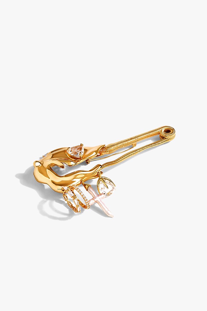 Gold Plated Swarovski Crystal & Cubic Zirconia Brooch by Outhouse at Pernia's Pop Up Shop