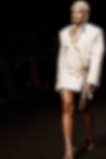 Two Tone Finish Pearl & Beaded Lapel by Outhouse at Pernia's Pop Up Shop