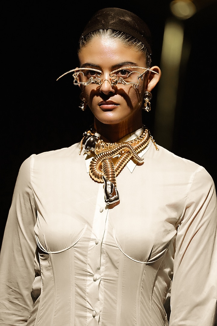 Two Tone Finish Brass Choker Necklace by Outhouse at Pernia's Pop Up Shop