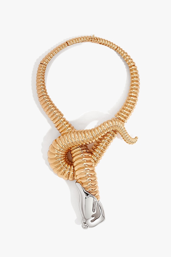 Two Tone Finish Brass Choker Necklace by Outhouse at Pernia's Pop Up Shop