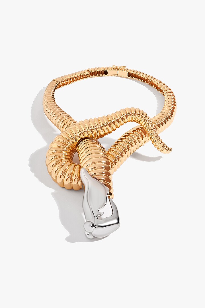 Two Tone Finish Brass Choker Necklace by Outhouse at Pernia's Pop Up Shop