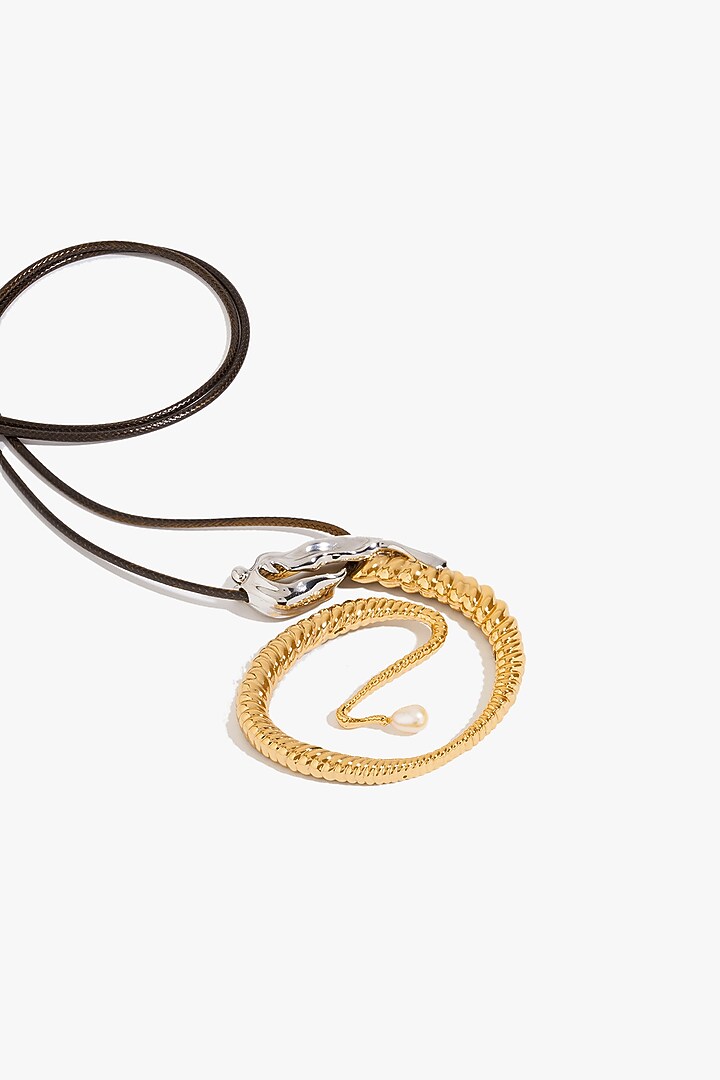 Two Tone Finish Pendant Cord Necklace by Outhouse at Pernia's Pop Up Shop