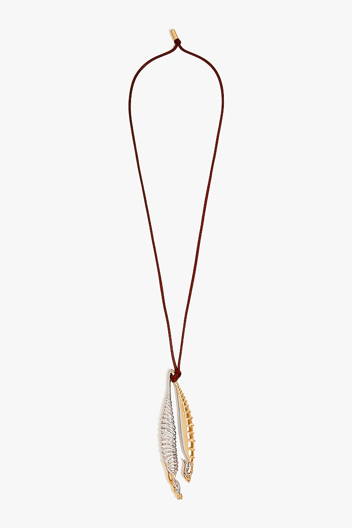 Two Tone Finish Brass Pendant Necklace by Outhouse at Pernia's Pop Up Shop