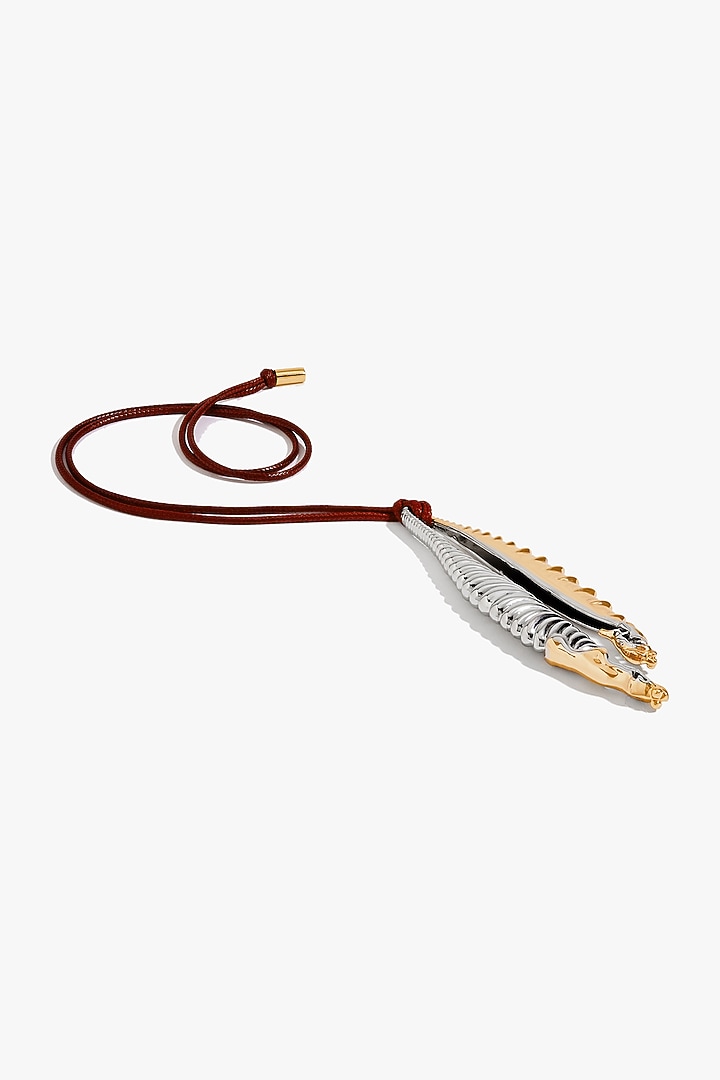 Two Tone Finish Brass Pendant Necklace by Outhouse at Pernia's Pop Up Shop