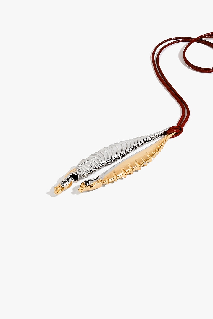 Two Tone Finish Brass Pendant Necklace by Outhouse at Pernia's Pop Up Shop