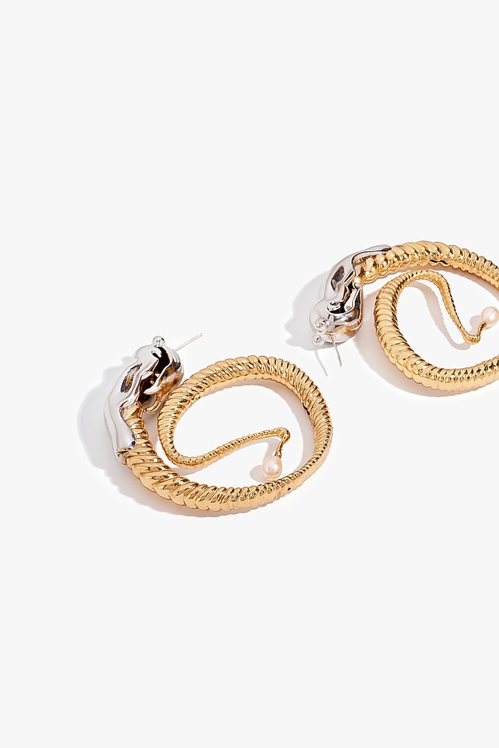 Two Tone Finish Mirror Concentric Hoop Earrings by Outhouse at Pernia's Pop Up Shop