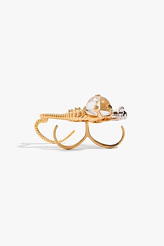 Two Tone Finish Cubic Zirconia & Swarovski Ring by Outhouse