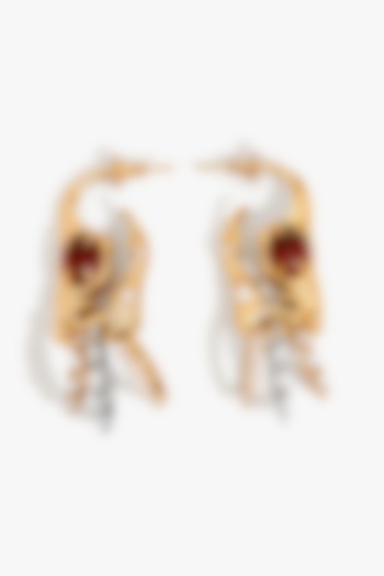 Gold Plated Crimson Crystal & Cubic Zirconia Stud Earrings by Outhouse at Pernia's Pop Up Shop