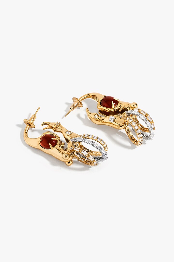 Gold Plated Crimson Crystal & Cubic Zirconia Stud Earrings by Outhouse at Pernia's Pop Up Shop