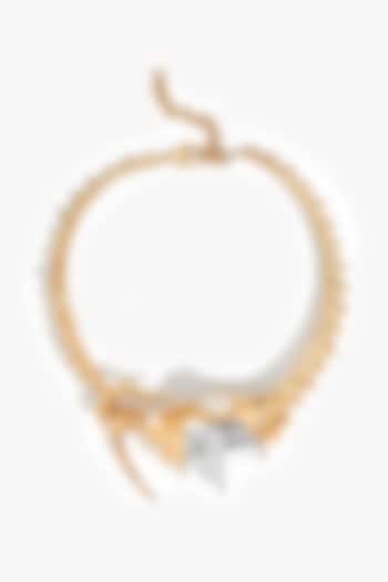 Two Tone Finish Swarovski Pearl & Cubic Zirconia Statement Collar Necklace by Outhouse at Pernia's Pop Up Shop